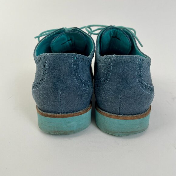 Women's Cole Haan Blue Suede Alisa Wingtip Lace Up Oxfords Shoes, Sz 7.5 - Picture 3 of 9